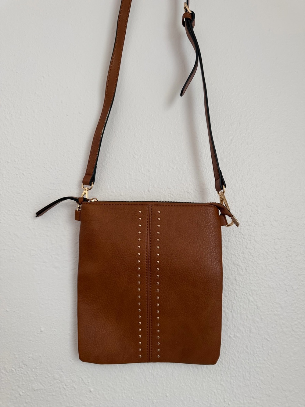 Montana West Brown Crossbody Bag with Gold Stud Accents